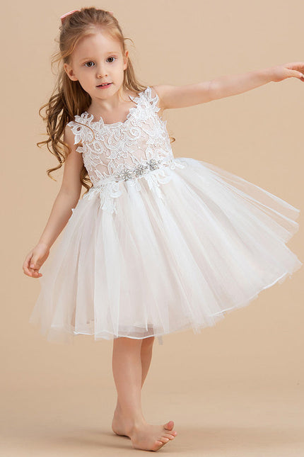 Robe Midi Enfant Dentelle Blanche