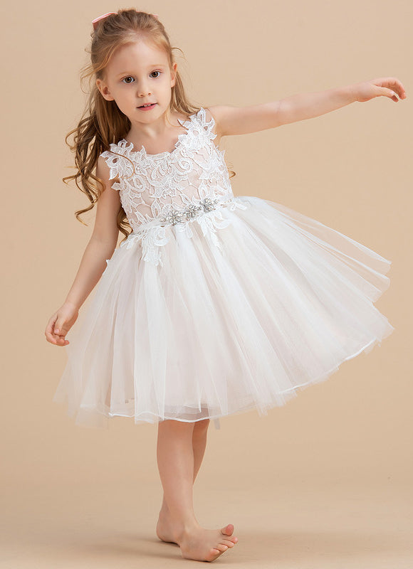 Robe Midi Enfant Dentelle Blanche
