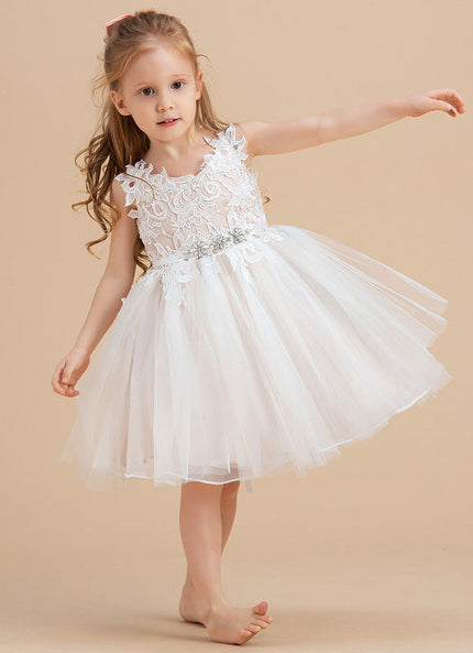 Robe Midi Enfant Dentelle Blanche