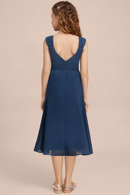 Robe Midi Col V Marine - gallery 7