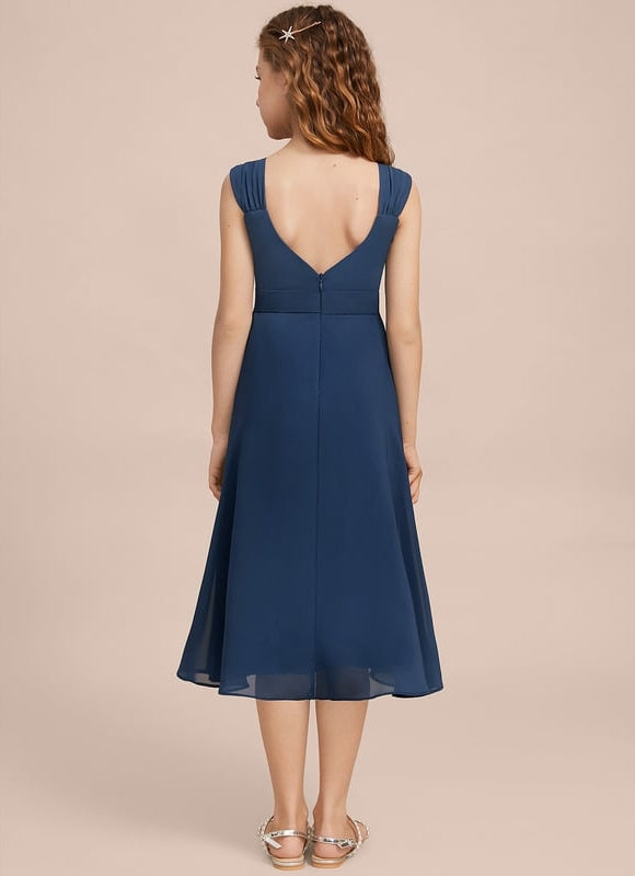 Robe Midi Col V Marine - gallery 7