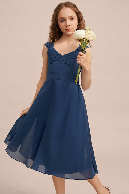 Robe Midi Col V Marine