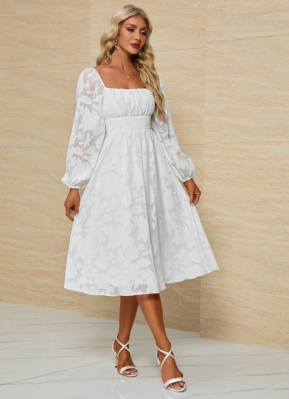 Robe Midi Blanche Aérienne - gallery 2