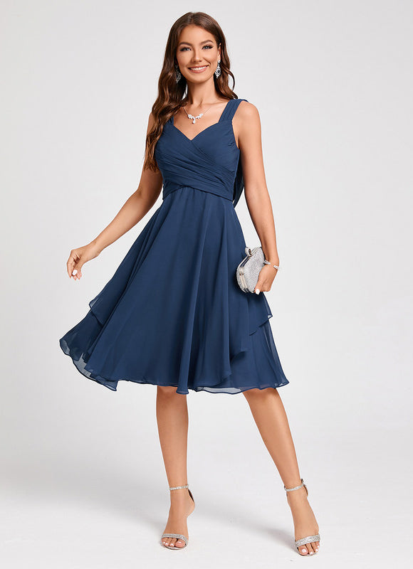 Robe Midi Aérienne Marine - gallery 4