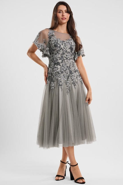 Robe Midi Tulle Argenté