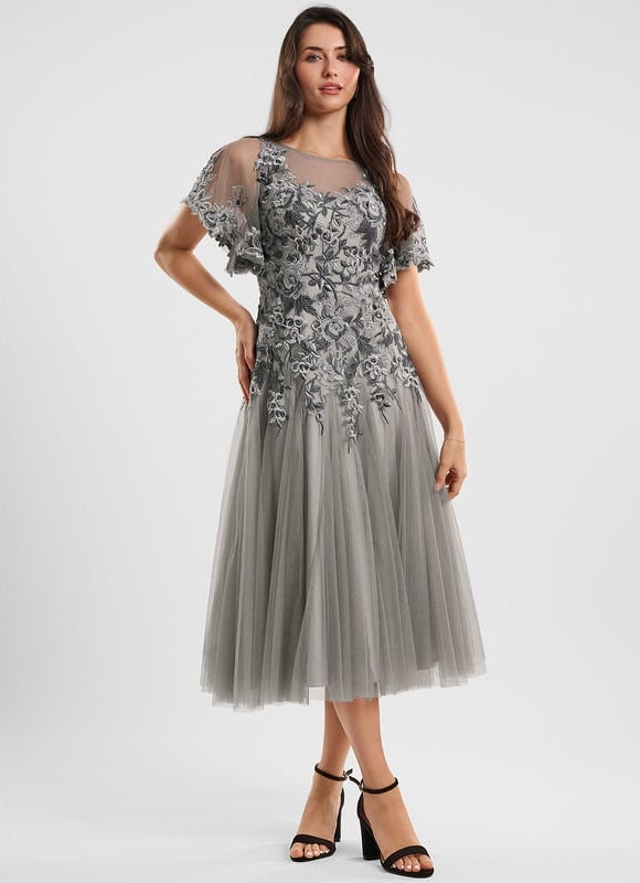 Robe Midi Tulle Argenté
