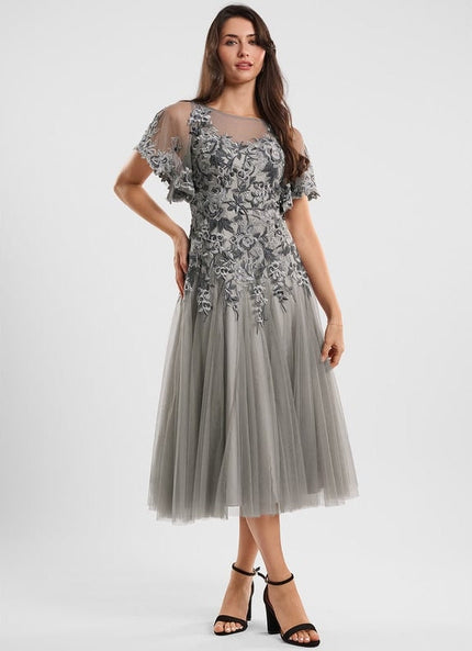 Robe Midi Tulle Argenté