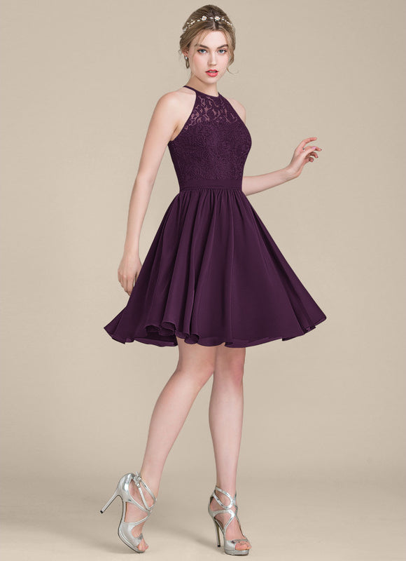Robe Midi Dentelle Aubergine - gallery 1