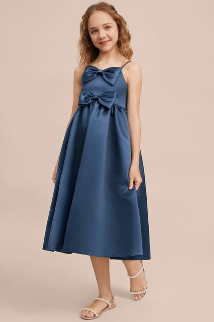 Robe Midi Satin Bleu Foncé - gallery 5