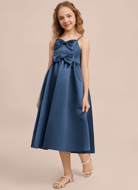 Robe Midi Satin Bleu Foncé - gallery 5
