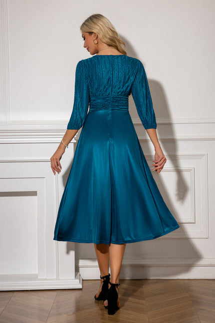Robe Midi Satinée Émeraude - gallery 2