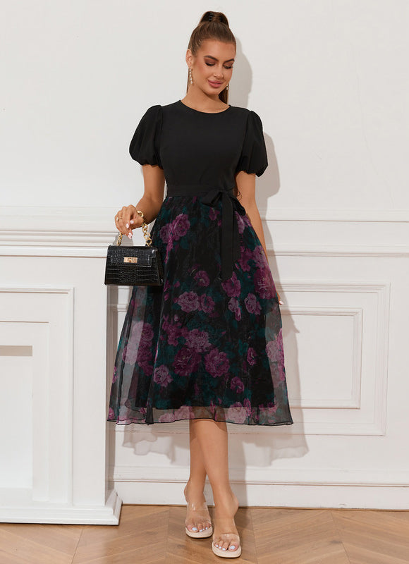 Robe Midi Organza Noire