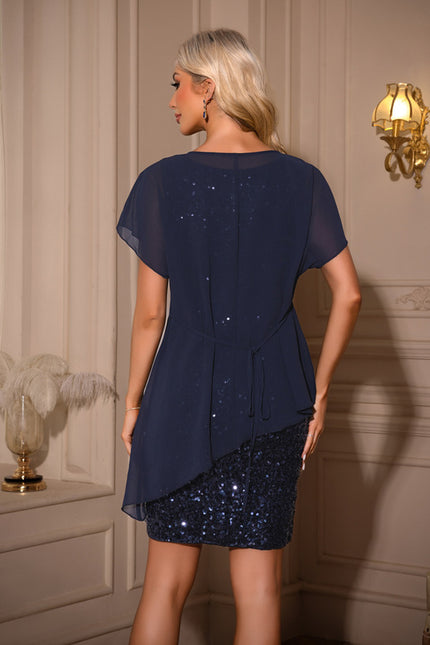 Robe Midi Scintillante Marine - gallery 2