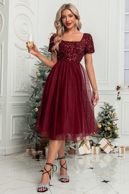 Robe Midi Pailletée Bordeaux - gallery 5