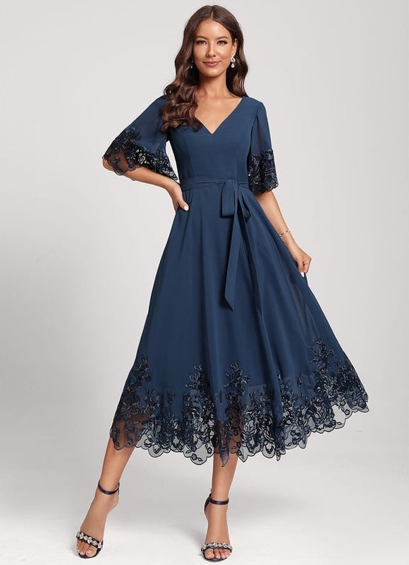 Robe Midi Émeraude Dentelle - gallery 2