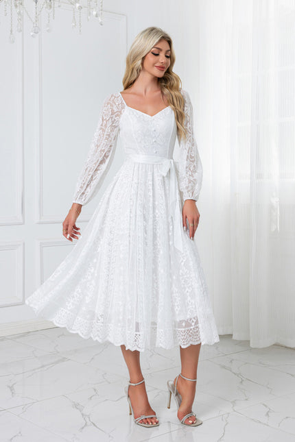 Midi Robe Blanche Femme - gallery 3