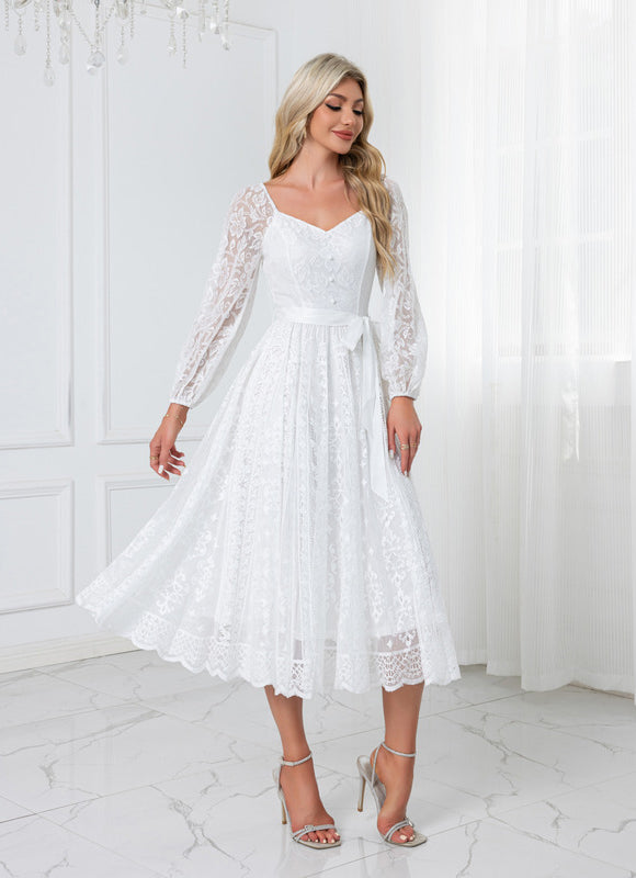 Midi Robe Blanche Femme - gallery 3