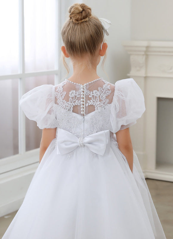Robe Midi Tulle Blanche Enfant - gallery 3