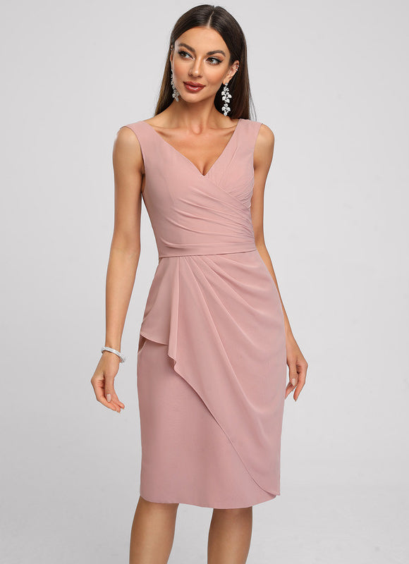 Robe Midi Drapée Rose