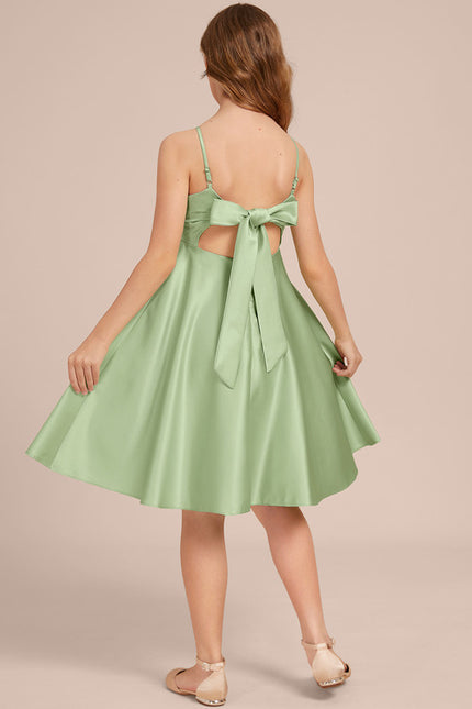 Robe Midi Satin Évasée Verte - gallery 3