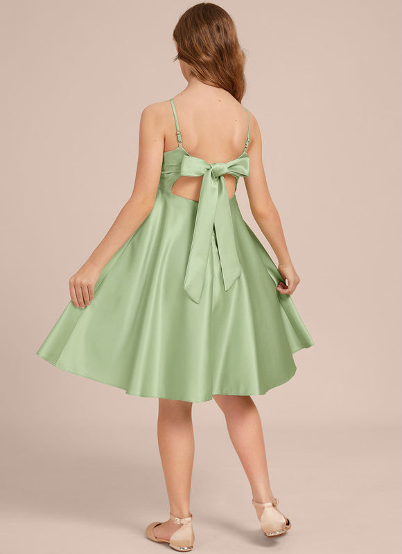 Robe Midi Satin Évasée Verte - gallery 3