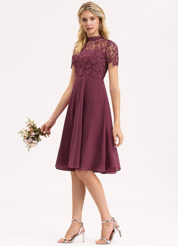 Robe Midi Dentelle Aubergine - gallery 1