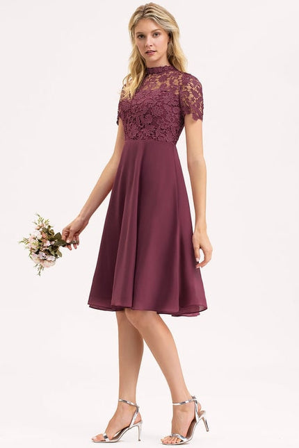 Robe Midi Élegante Bordeaux - gallery 3