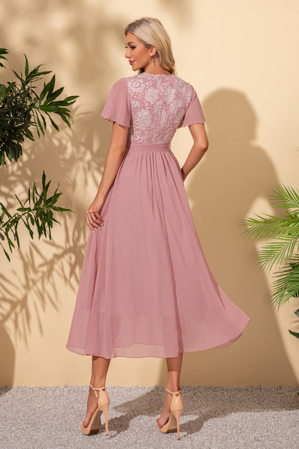 Robe Midi Midi Rose Délicate - gallery 1
