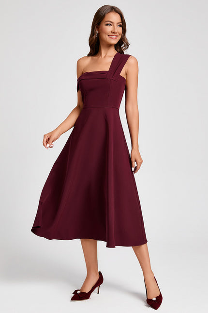 Robe Midi Bordeaux Épurée - gallery 7