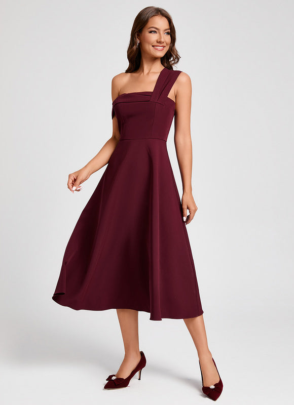 Robe Midi Bordeaux Épurée - gallery 7