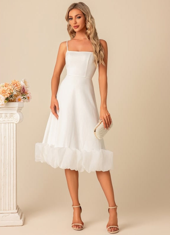 Robe Midi Bleu Ciel À Volants - gallery 5