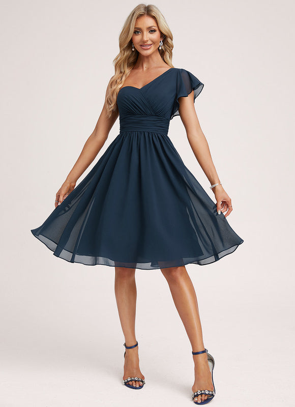 Robe Midi Asymétrique Marine - gallery 1