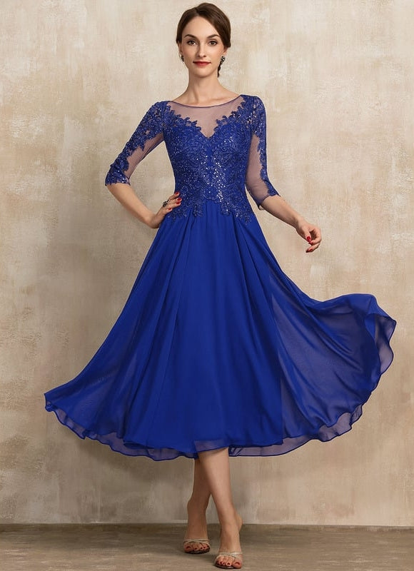 Robe Midi Bleu Élégante