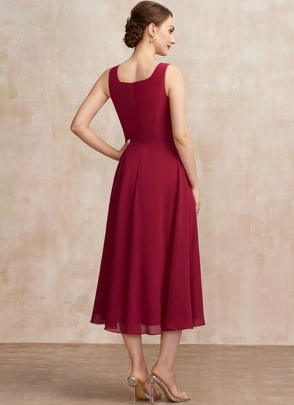 Robe Midi Bordeaux Aérée - gallery 6