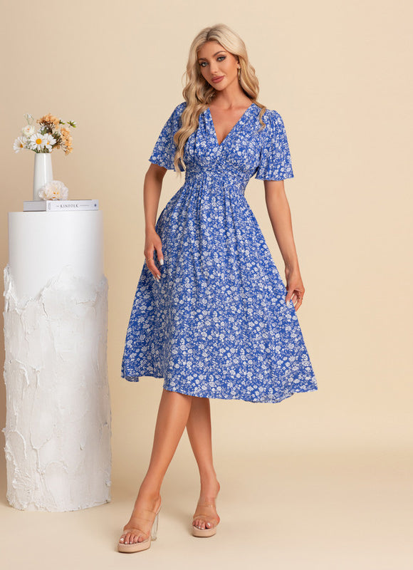 Robe Midi Vaporeuse Bleue - gallery 4