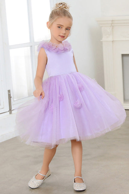 Robe Midi Lilas Tulle Fleurs