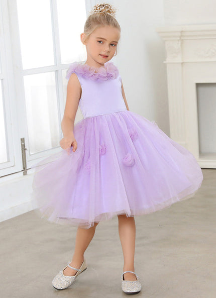 Robe Midi Lilas Tulle Fleurs