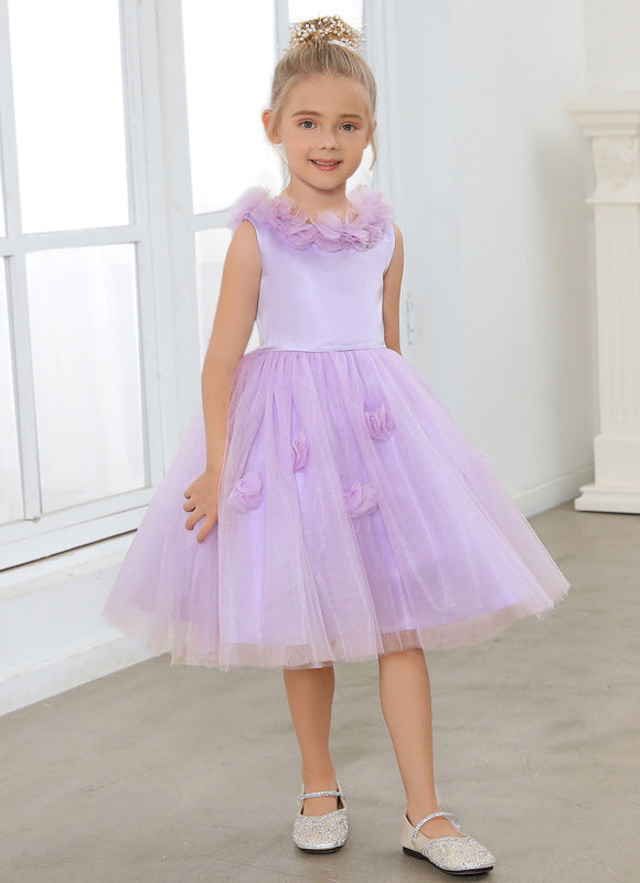Robe Midi Lilas Tulle Fleurs - gallery 6