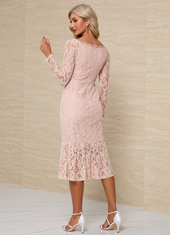 Robe Midi Dentelle Rosée - gallery 6