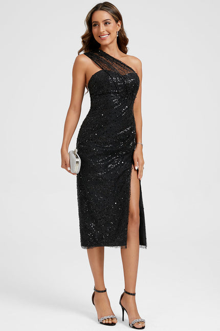 Robe Midi Scintillante Asymétrique - gallery 3