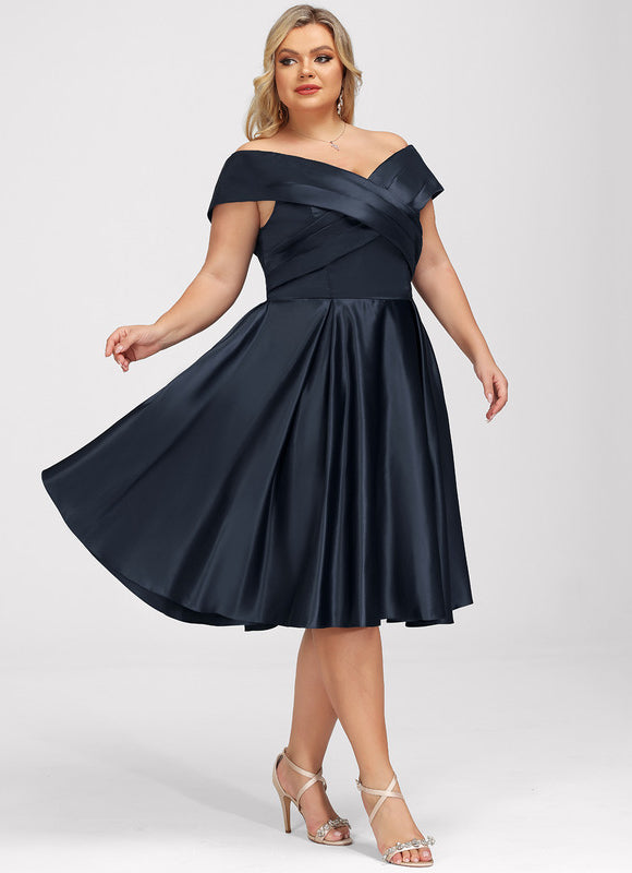 Robe Midi Satin Off-Shoulder - gallery 5