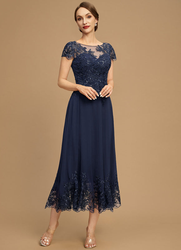 Robe Midi Bleu Élégante - gallery 1