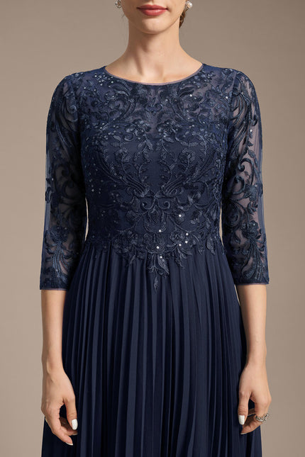 Robe Midi Marine Plissée - gallery 7