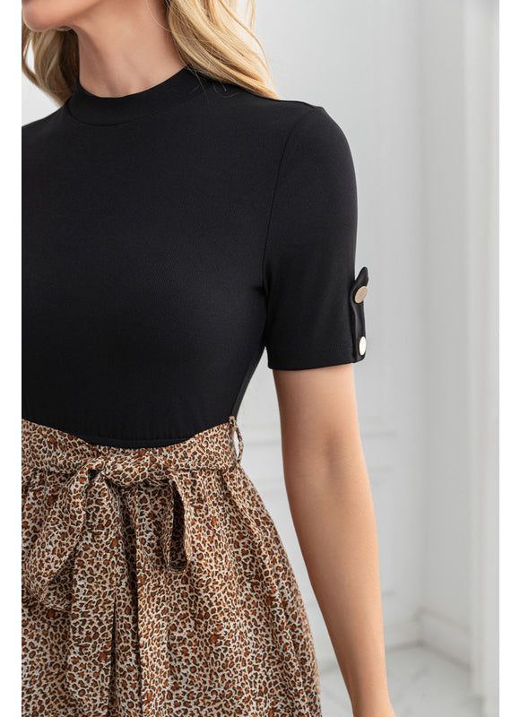 Robe Midi Évasée Imprimée Léopard - gallery 5