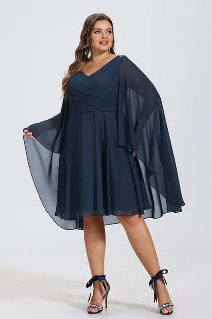 Robe Midi Éthérée Marine - gallery 6