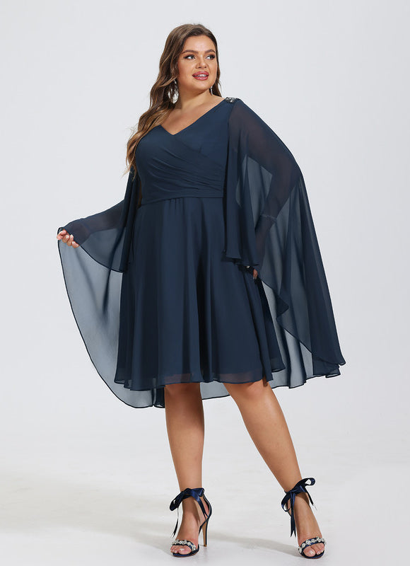Robe Midi Éthérée Marine - gallery 6
