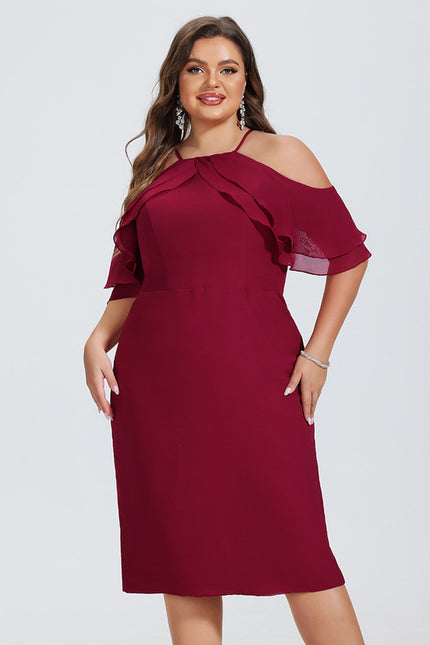 Robe Midi Froncée Bordeaux - gallery 4