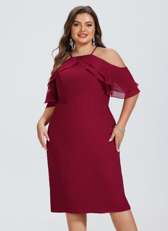 Robe Midi Froncée Bordeaux - gallery 4