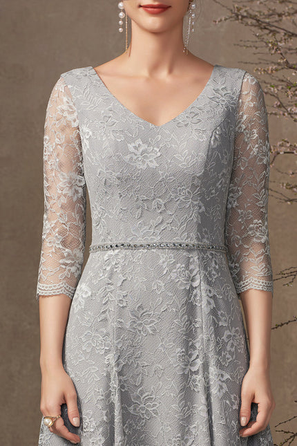 Robe Midi Dentelle Grise - gallery 7