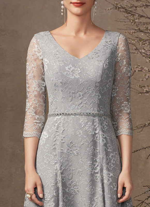 Robe Midi Dentelle Grise - gallery 7